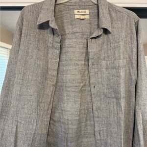 Madewell Men’s Light Heather Grey Button-Front Shirt Jacket